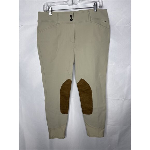 RJ Classic English Riding Pants Gulf Knee Patch Breeches Sand Tan Sz 32 New - Picture 2 of 11